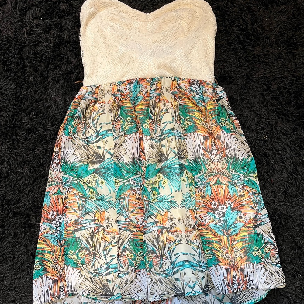 Strapless Jungle Print Dress